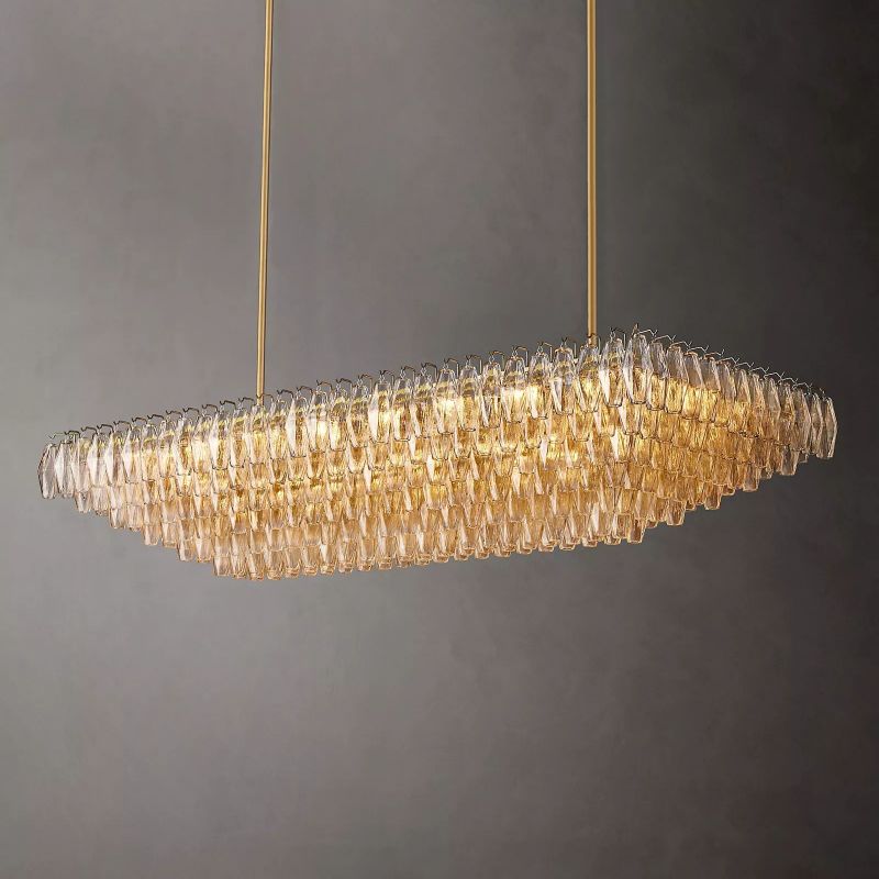 Chiara Glass Tiered Rectangular Chandelier 74" - JutuLight