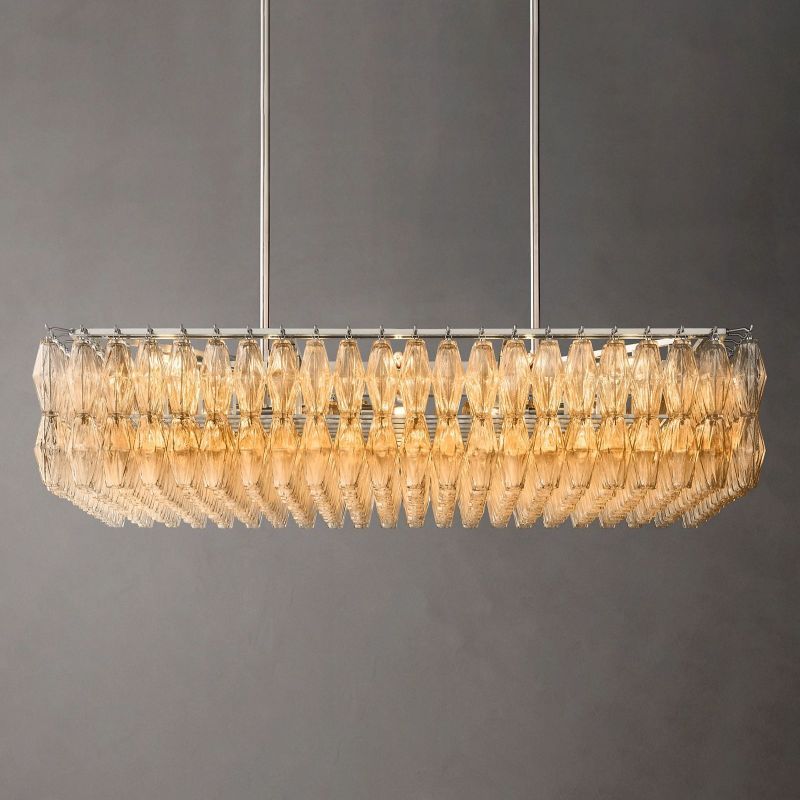 Chiara Glass Rectangular Chandelier 54" - JutuLight