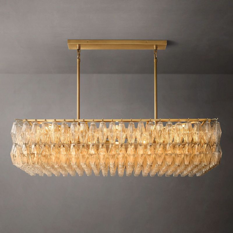 Chiara Glass Rectangular Chandelier 54" - JutuLight