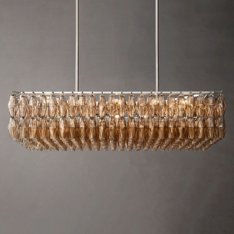 Chiara Glass Rectangular Chandelier 54" - JutuLight