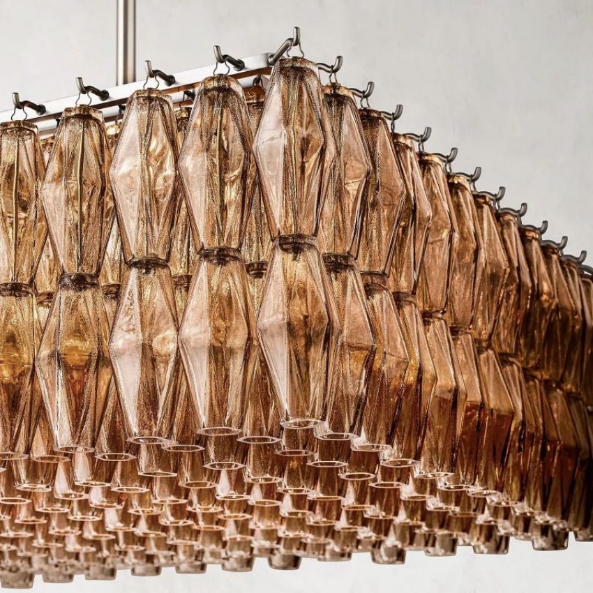 Chiara Smoke Glass Rectangular Chandelier 74" - JutuLight