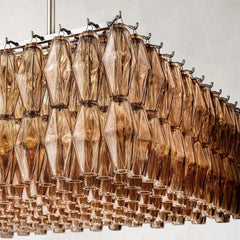 Chiara Smoke Glass Rectangular Chandelier 74" - JutuLight