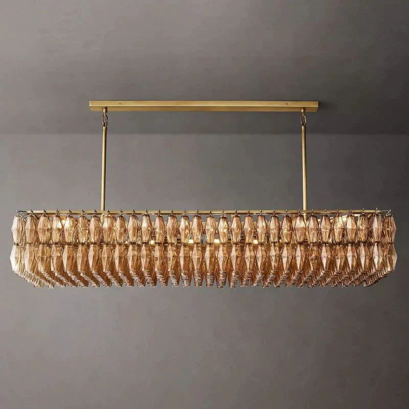 Chiara Smoke Glass Rectangular Chandelier 74" - JutuLight