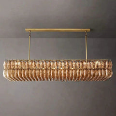 Chiara Smoke Glass Rectangular Chandelier 74" - JutuLight