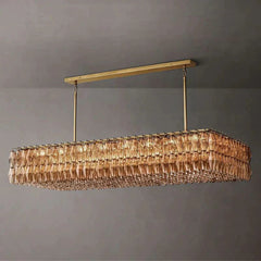 Chiara Smoke Glass Rectangular Chandelier 74" - JutuLight