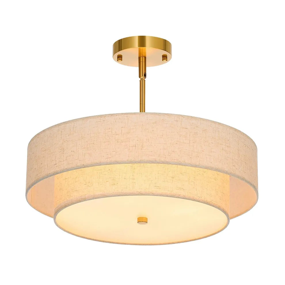 Stylish Drum Living Room Fabric Pendant Light