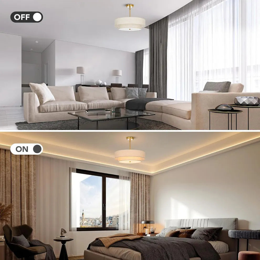 Stylish Drum Living Room Fabric Pendant Light