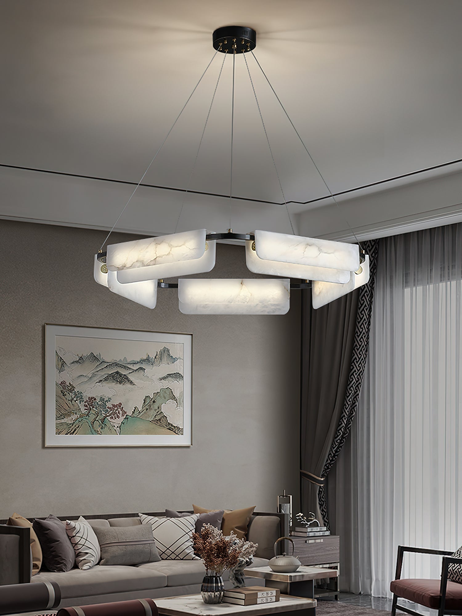 Delia Alabaster Chandelier - JutuLight