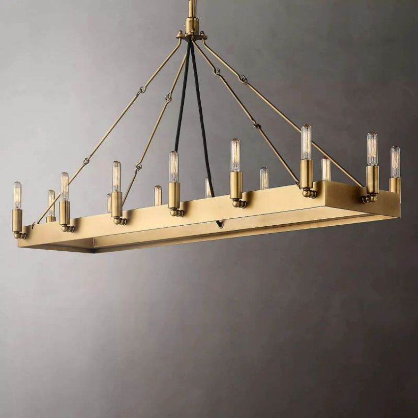 Caminy Vintage Filament Rectangular Chandelier - JutuLight