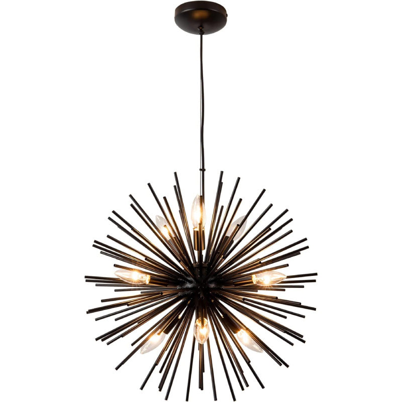 OMUNIN 9-Light Sputnik Chandelier, Mid-Century Starburst Design, Modern Pendant Light