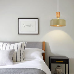 Modern Wood and Brass Adjustable Metal Chandelier