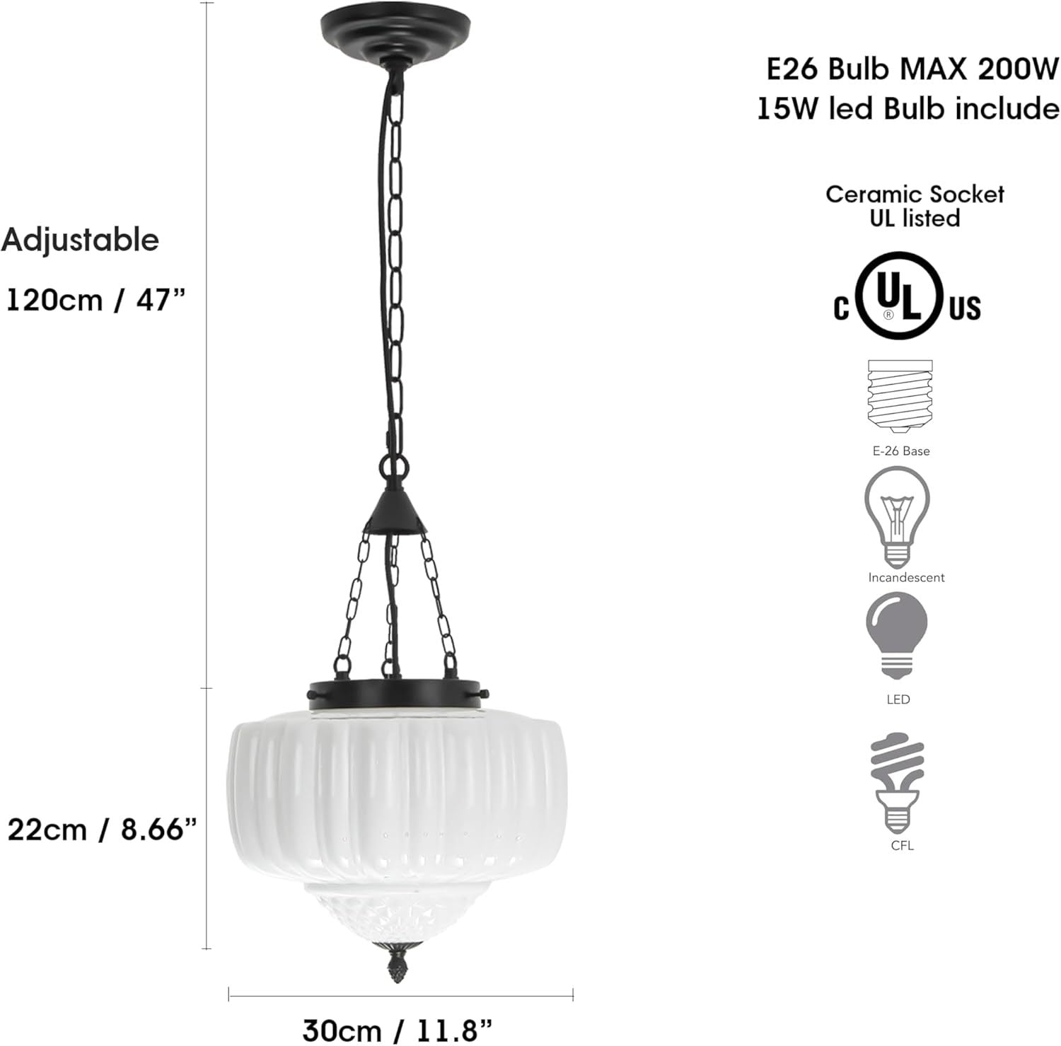 European retro simple glass iron chandelier