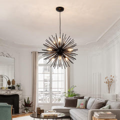 OMUNIN 9-Light Sputnik Chandelier, Mid-Century Starburst Design, Modern Pendant Light