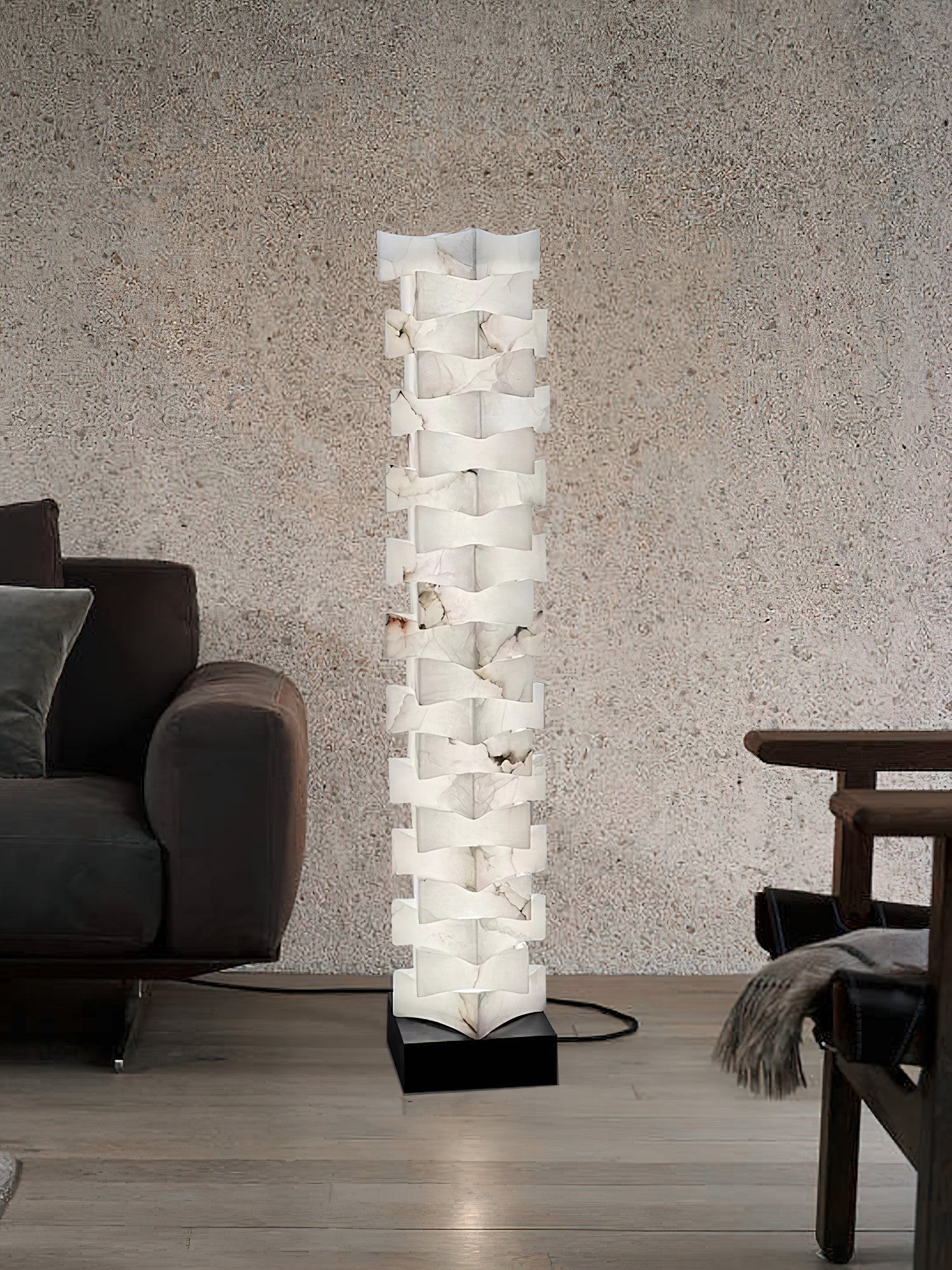 Stacked Alabaster Floor Lamp - JutuLight