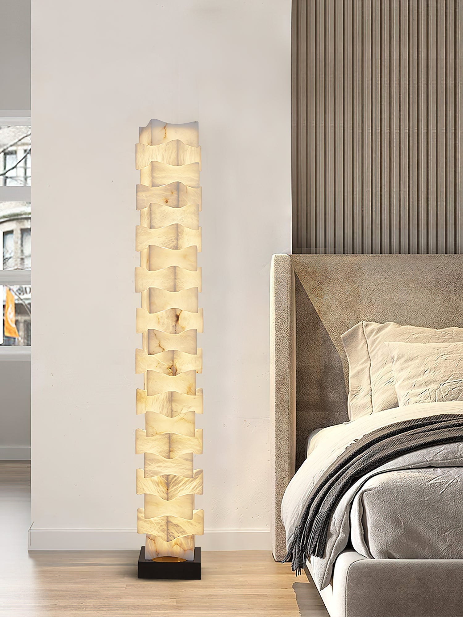 Stacked Alabaster Floor Lamp - JutuLight
