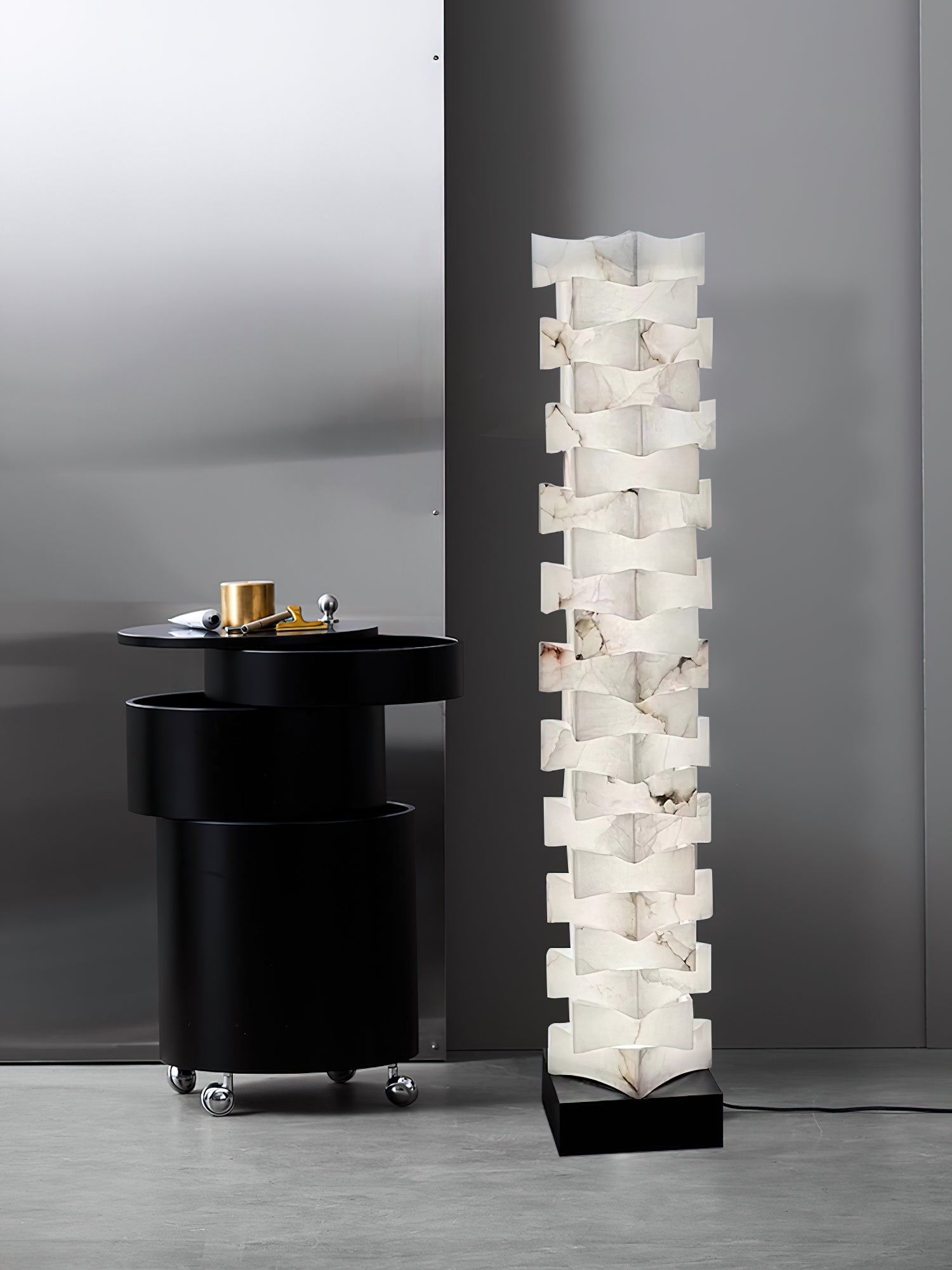 Stacked Alabaster Floor Lamp - JutuLight