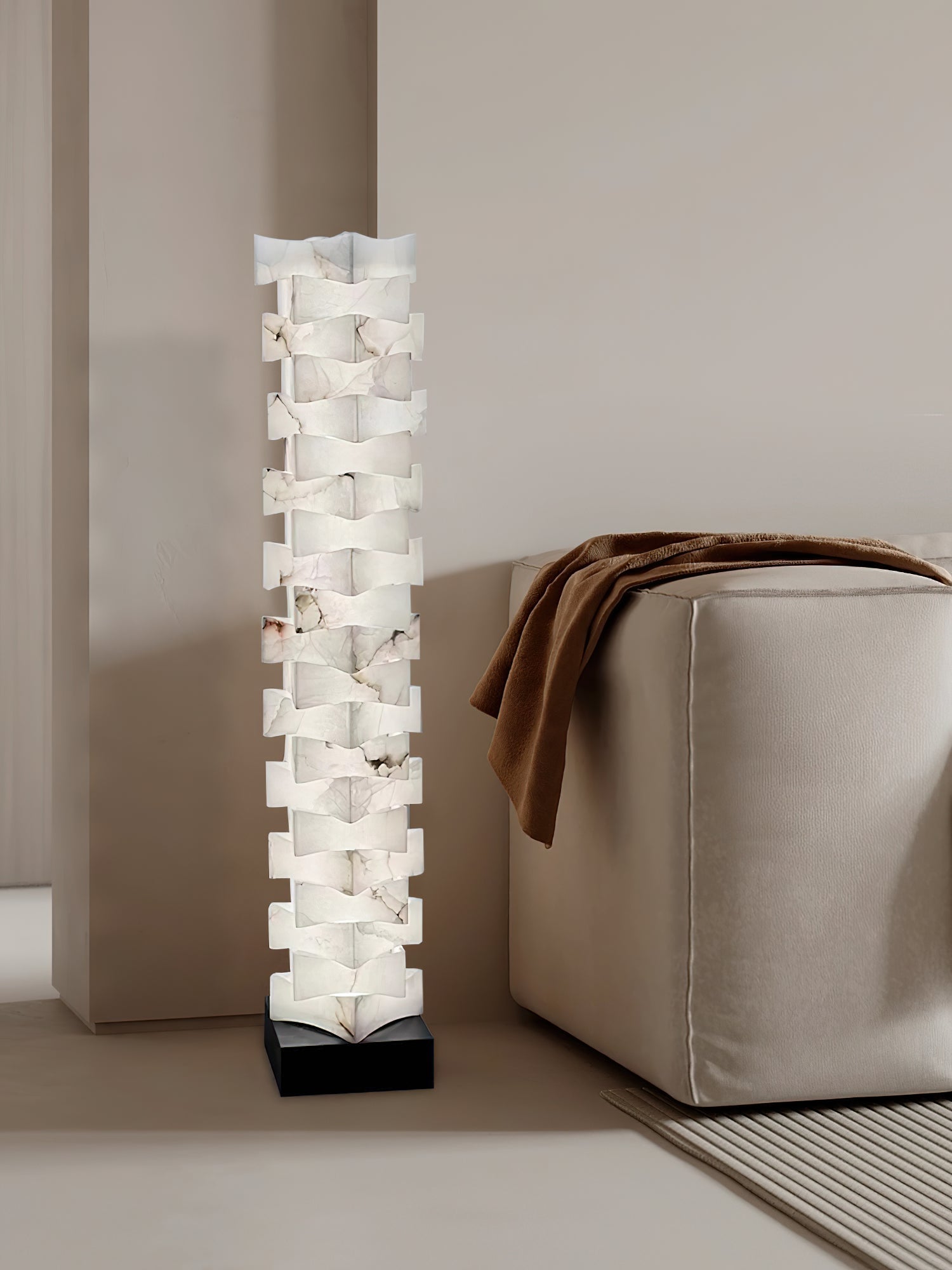 Stacked Alabaster Floor Lamp - JutuLight