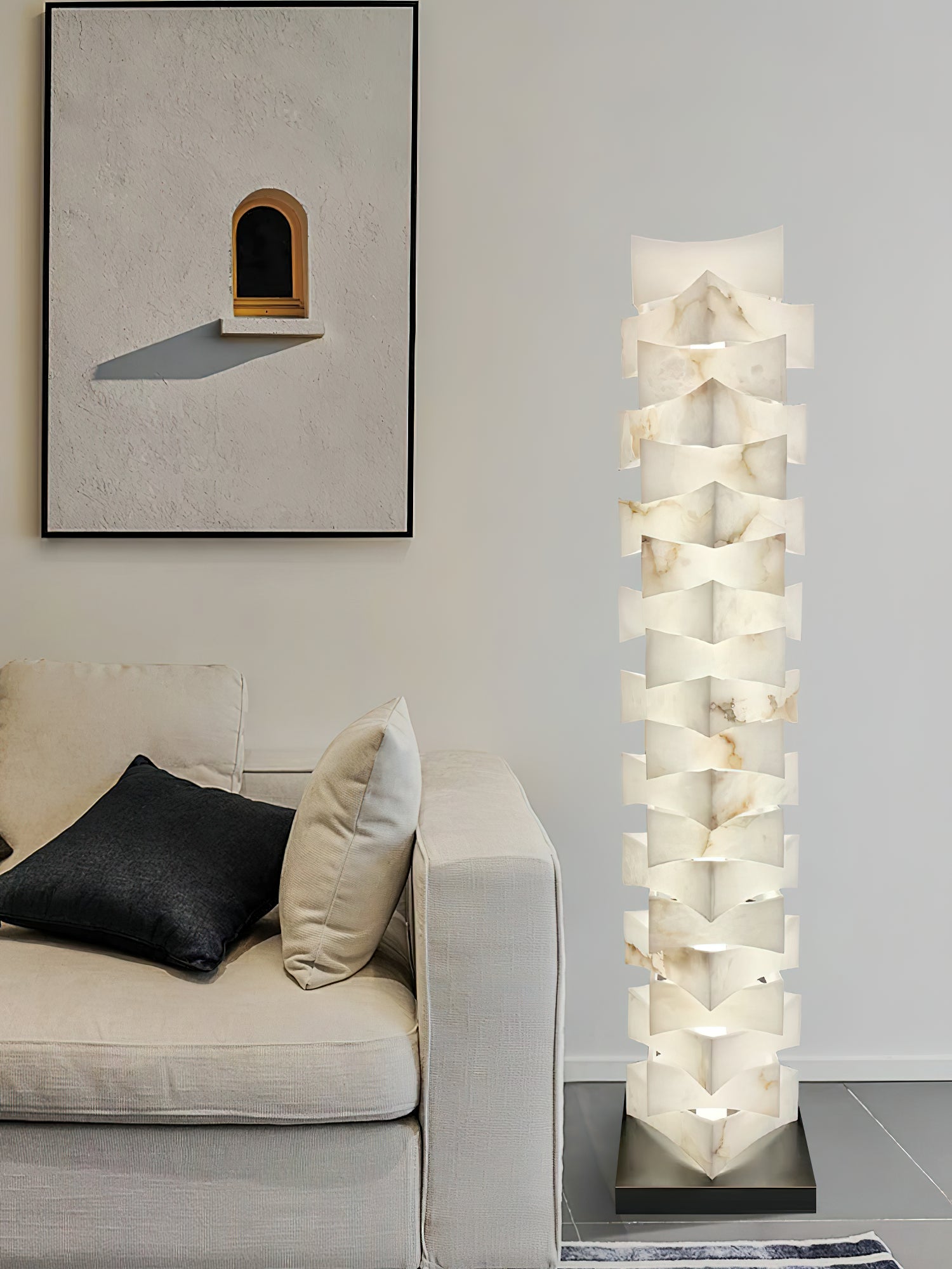 Stacked Alabaster Floor Lamp - JutuLight