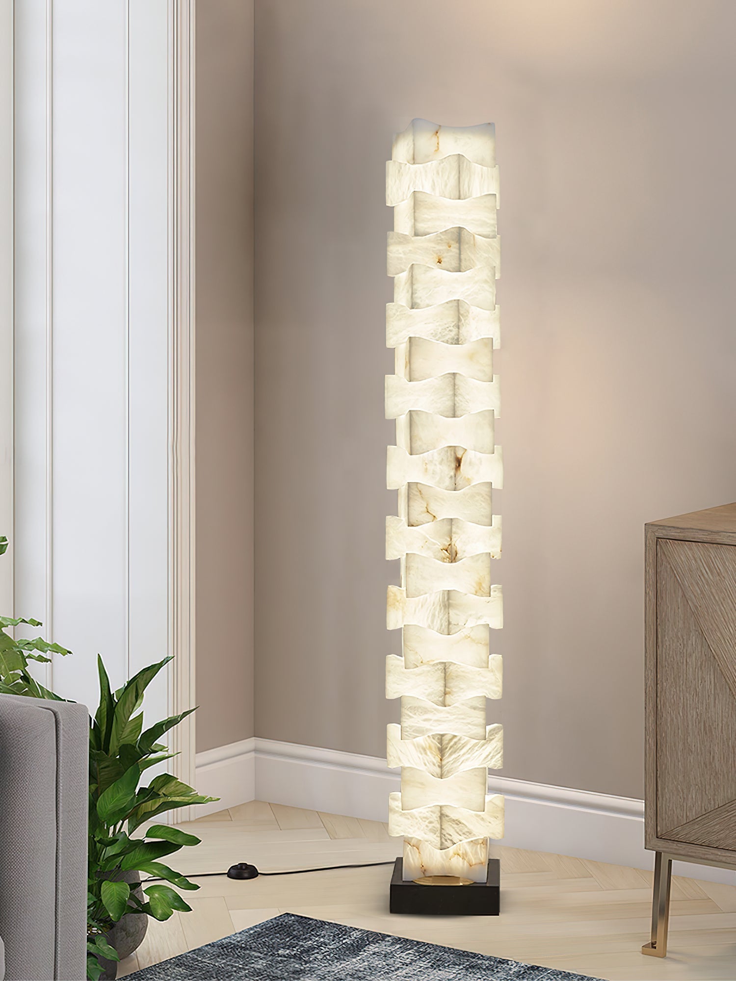 Stacked Alabaster Floor Lamp - JutuLight