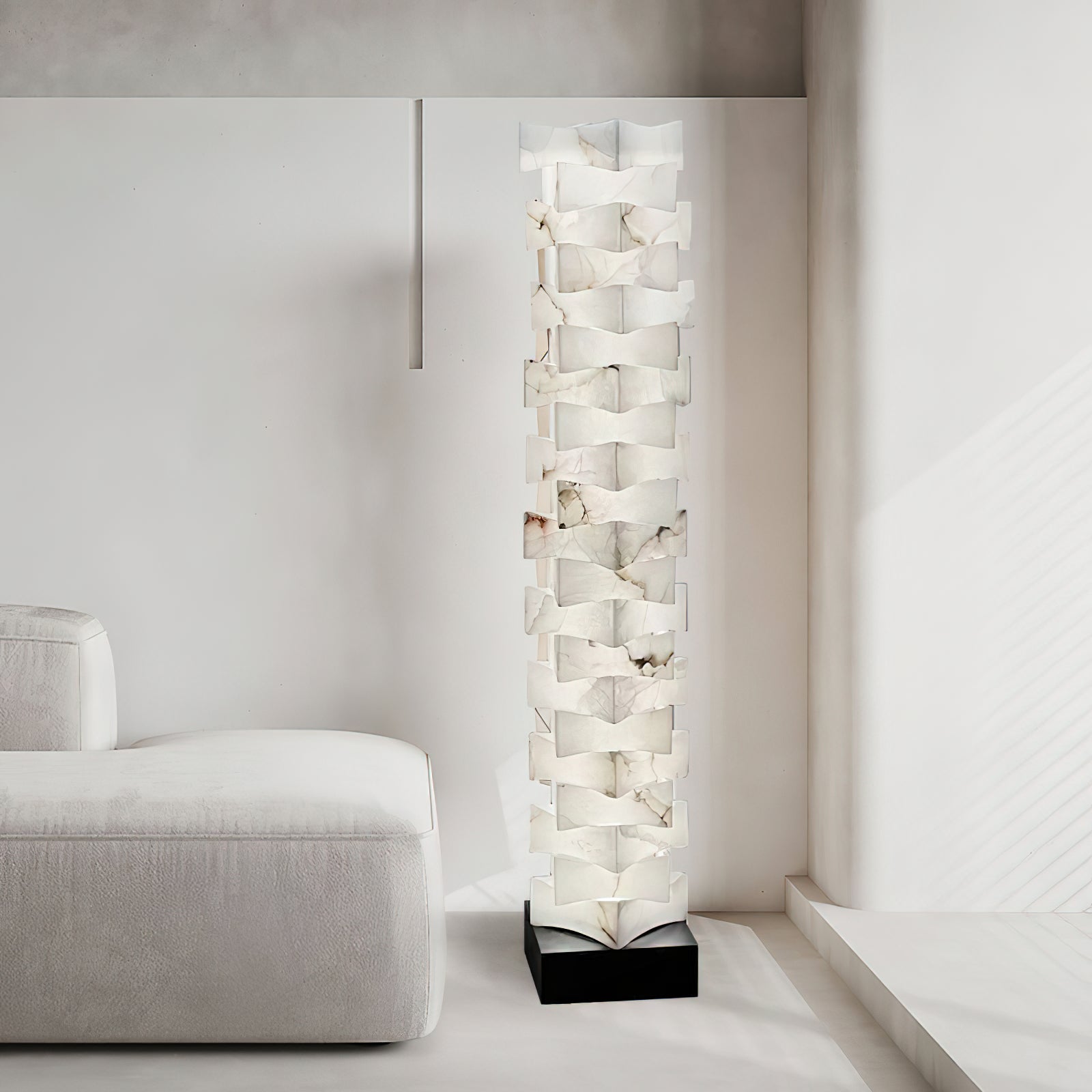 Stacked Alabaster Floor Lamp - JutuLight
