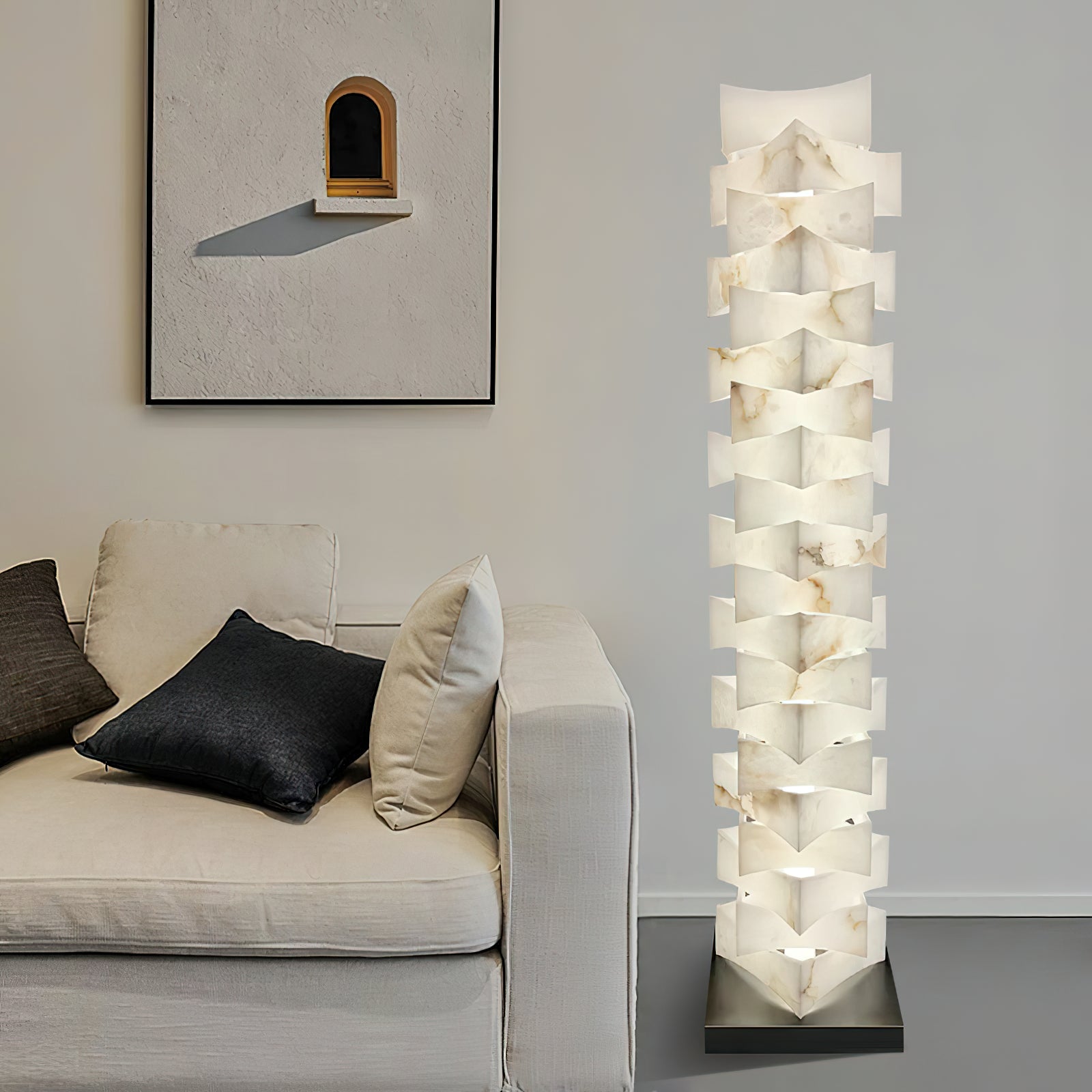 Stacked Alabaster Floor Lamp - JutuLight