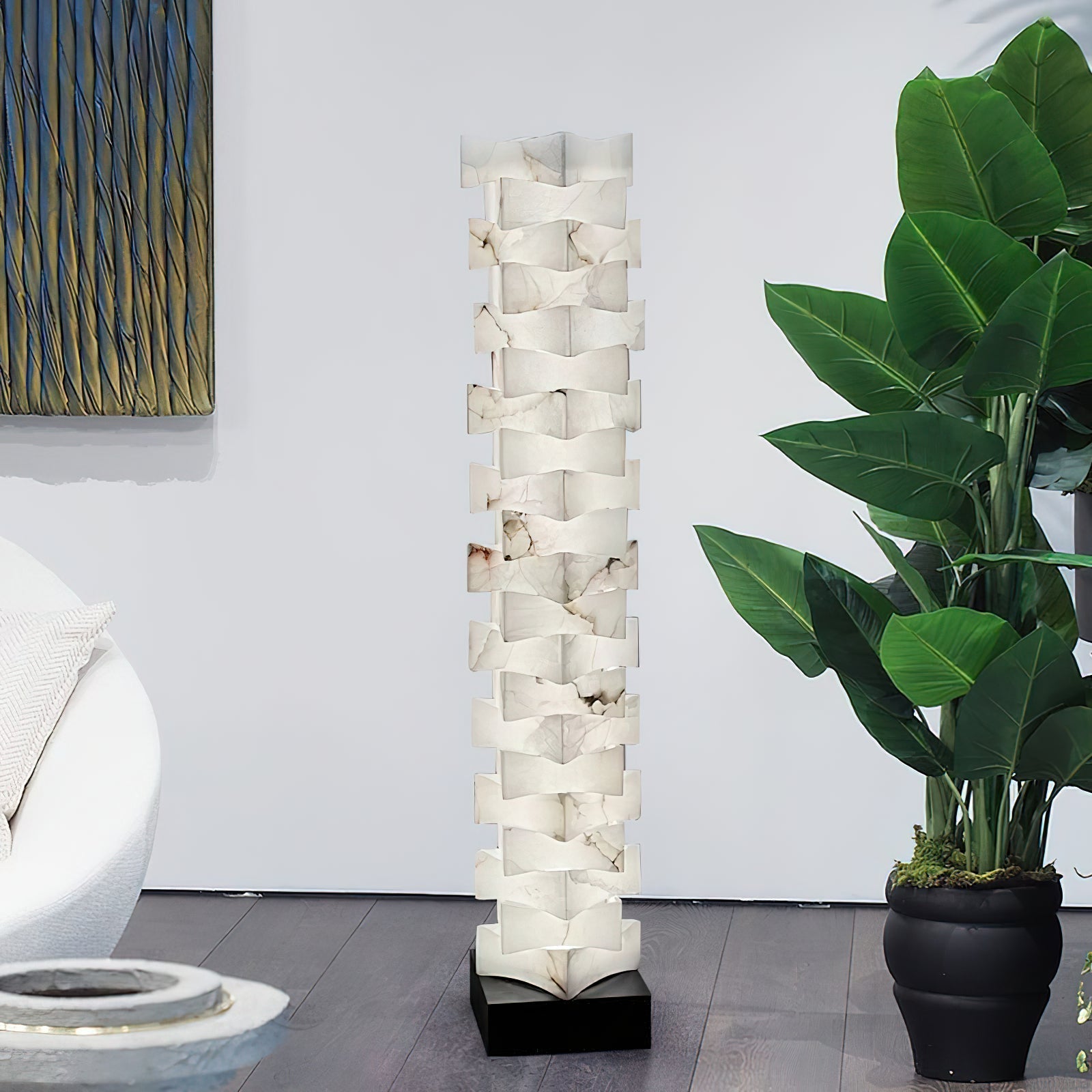 Stacked Alabaster Floor Lamp - JutuLight