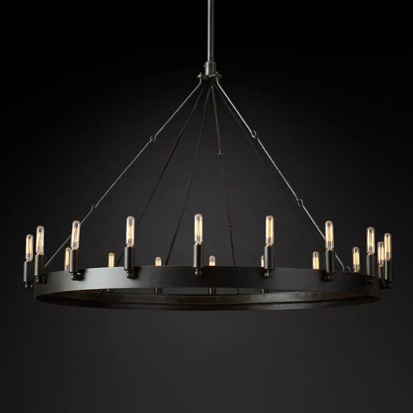 Caminy Vintage Filament Round Chandelier 38" - JutuLight