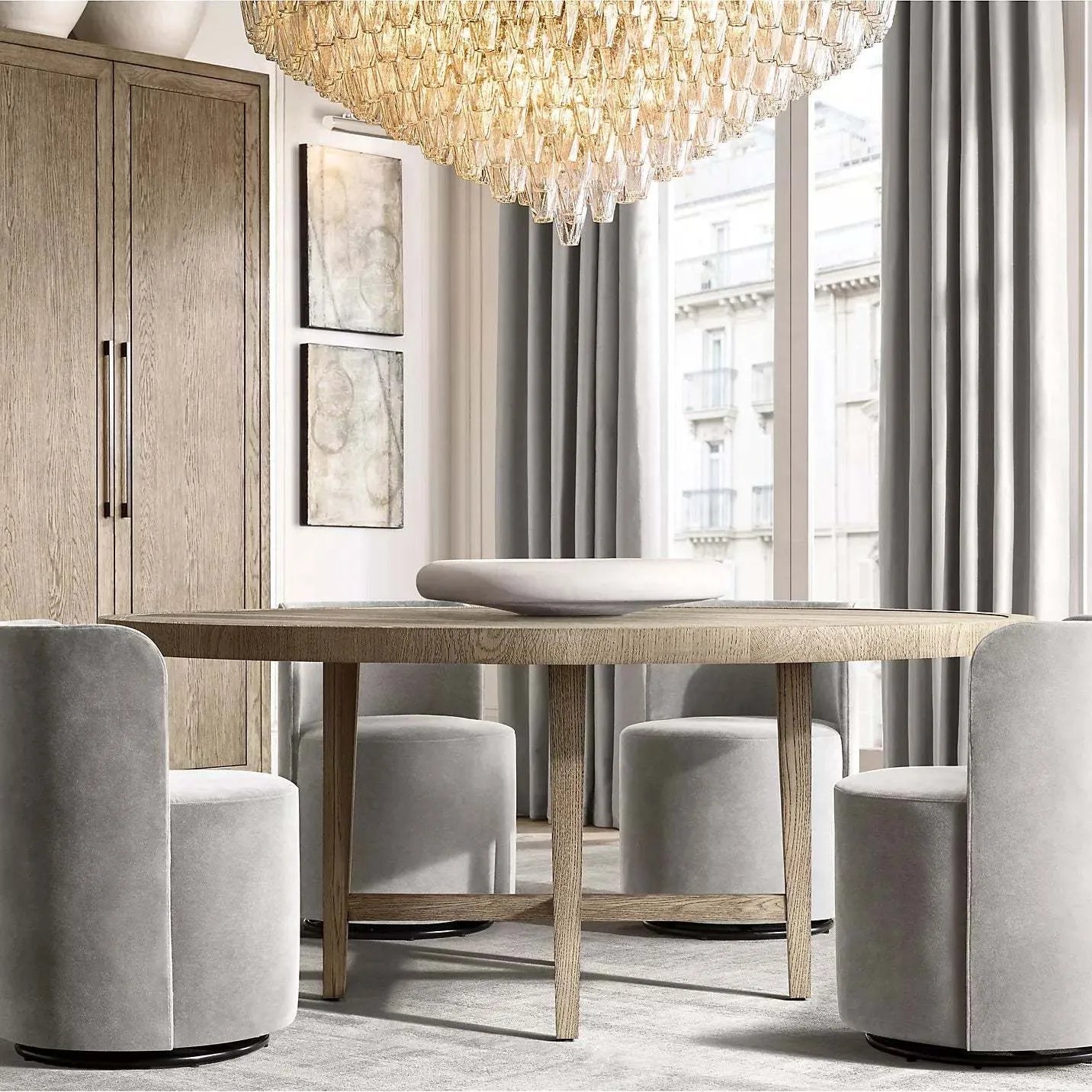 Chiara Glass Multi-Tier Round Chandelier 61" - JutuLight
