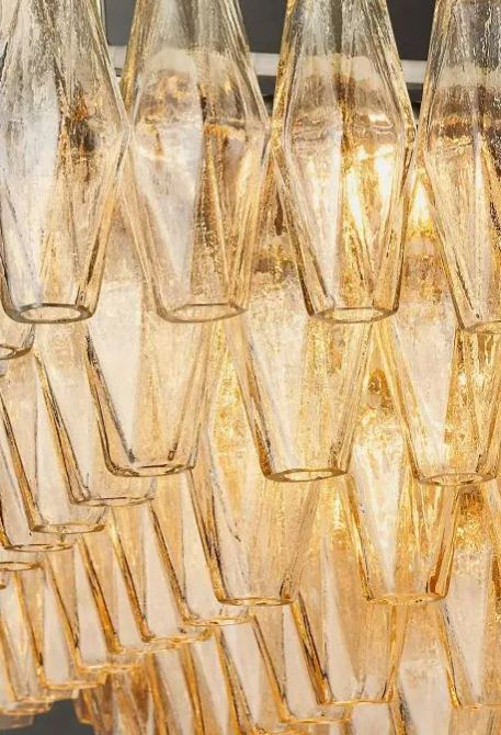 Chiara Glass Multi-Tier Rectangular Chandelier 54"W - JutuLight