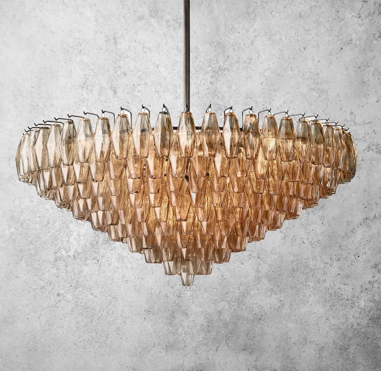 Chiara Glass Multi-Tier Round Chandelier 47" - JutuLight