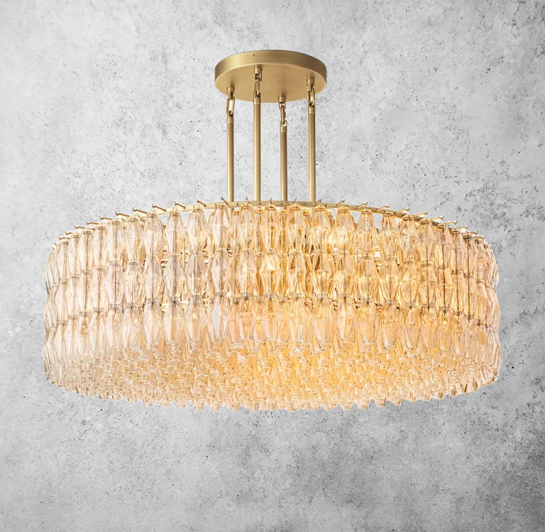 Chiara Glass Round Chandelier 61" - JutuLight