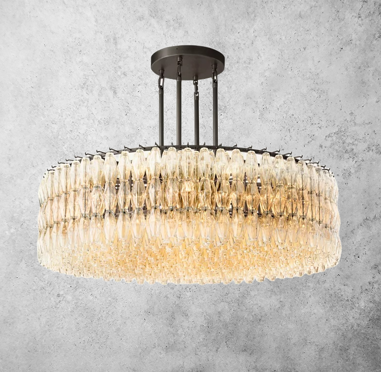 Chiara Glass Round Chandelier 61" - JutuLight