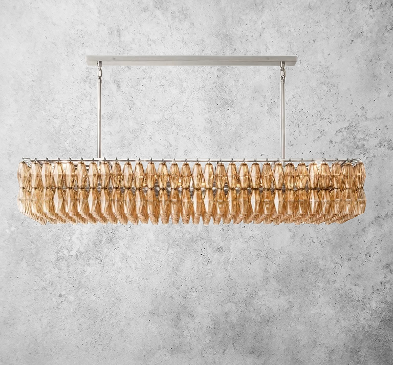 Chiara Smoke Glass Rectangular Chandelier 74" - JutuLight