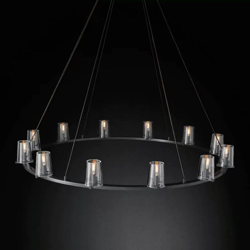 Kuseay Glass Round Chandelier 60" - JutuLight