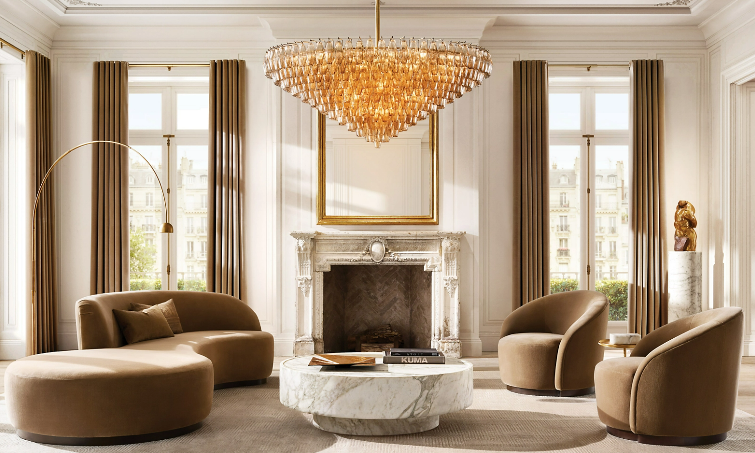 Chiara Glass Multi-Tier Round Chandelier 61" - JutuLight